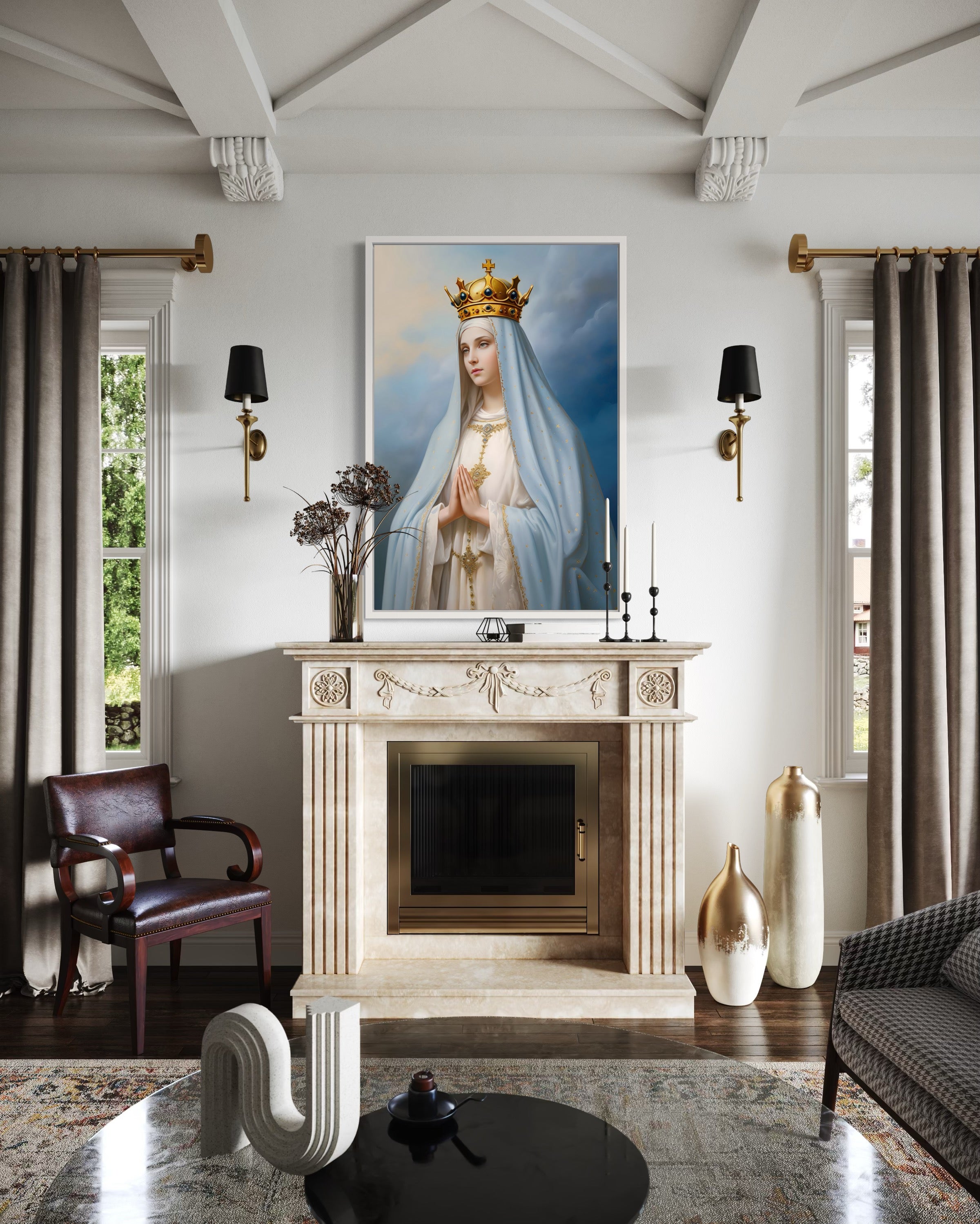Our Lady of Fatima Framed Canvas Wall Art | Faith Decor – Wall