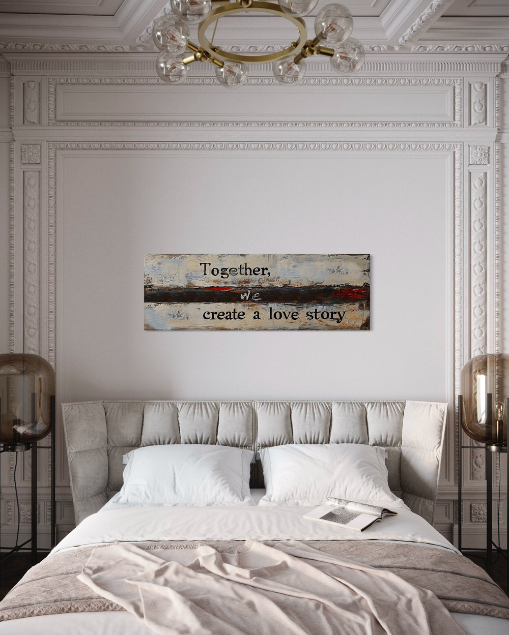 Over Bed Romantic Rustic Master Bedroom Framed Canvas Wall Art