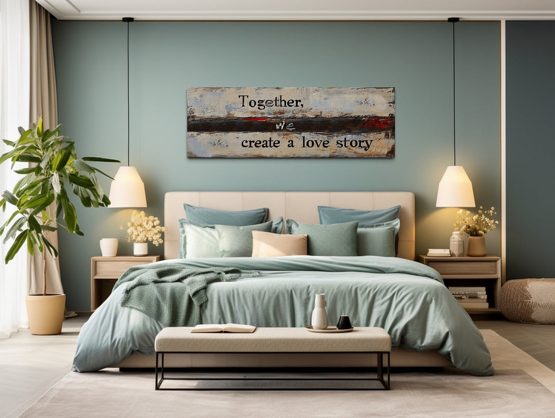 Over Bed Romantic Rustic Master Bedroom Framed Canvas Wall Art