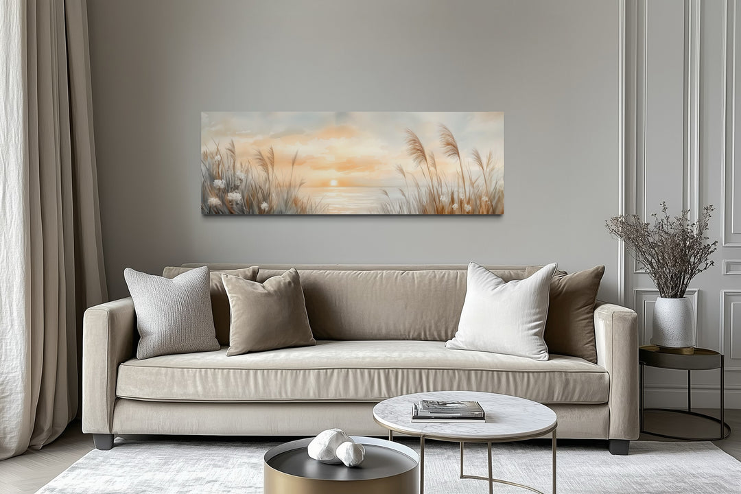 Pampas Grass On The Beach Coastal Horizontal Above Bed Wall Art