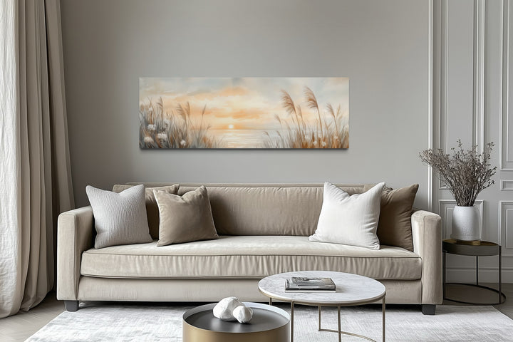 Pampas Grass On The Beach Coastal Horizontal Above Bed Wall Art