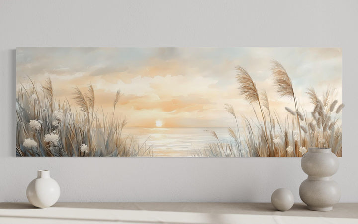 Pampas Grass On The Beach Coastal Horizontal Above Bed Wall Art