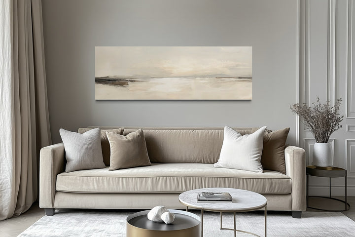 Panoramic Coastal Landscape Neutral Bedroom Framed Canvas Wall Art