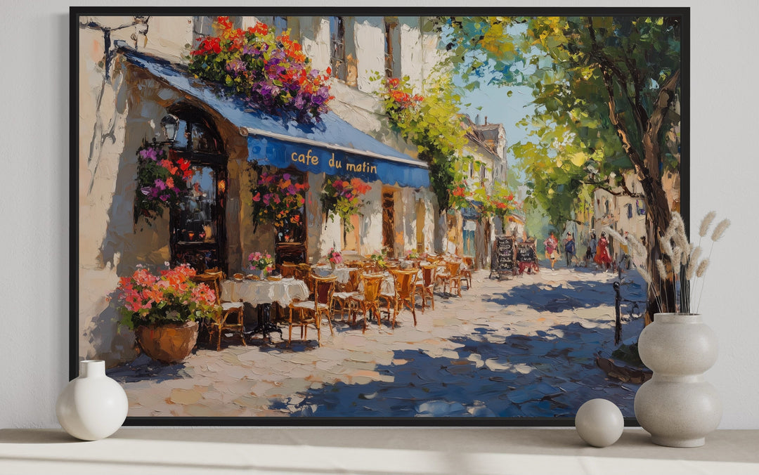 Paris Street Cafe Framed France Canvas Wall Art