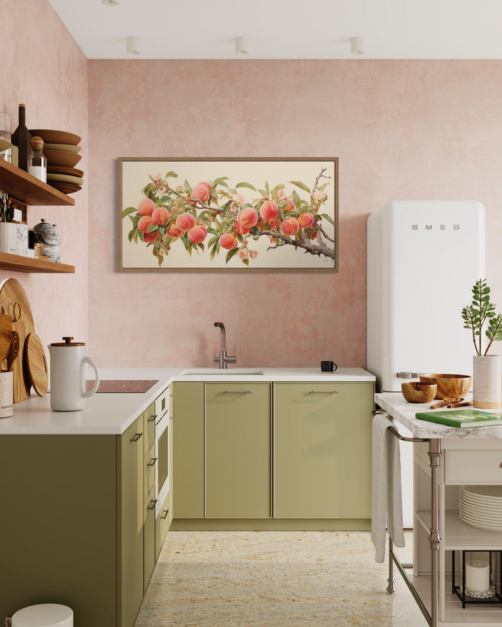 Peach Tree Wall Art – Rustic Wall Decor | Framed Canvas Print for Kitchen