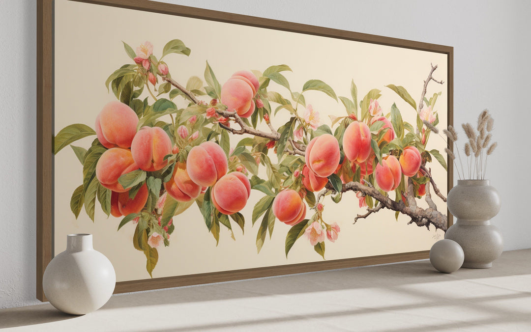 Peach Tree Wall Art – Rustic Wall Decor | Framed Canvas Print for Kitchen
