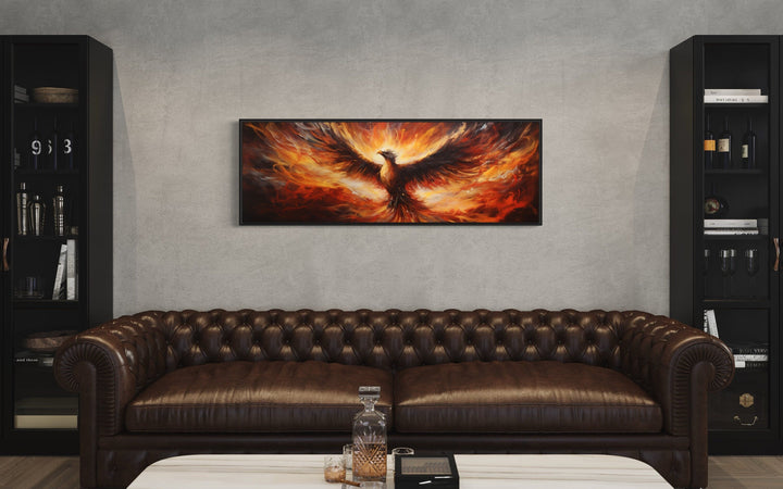 Phoenix Rising From Horizontal Framed Canvas Wall Art