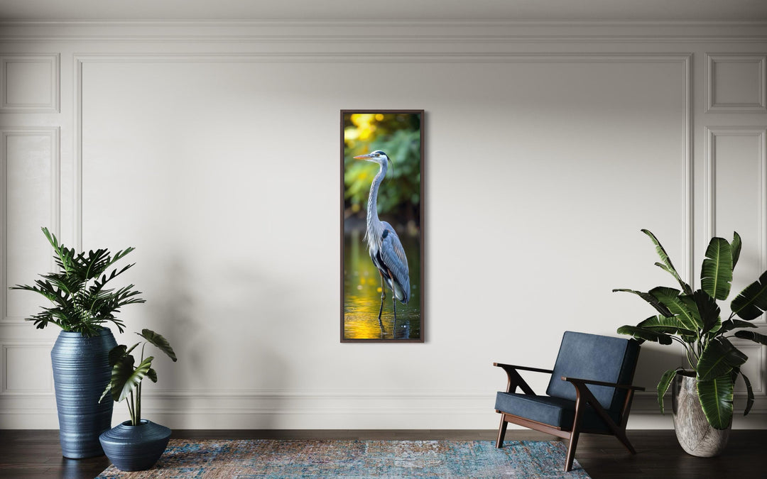Photo Style Blue Heron Vertical Narrow Wall Art