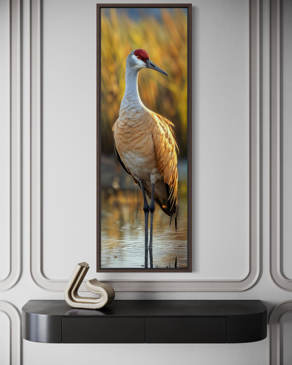 Photo Style Sandhill Crane Vertical Narrow Wall Art