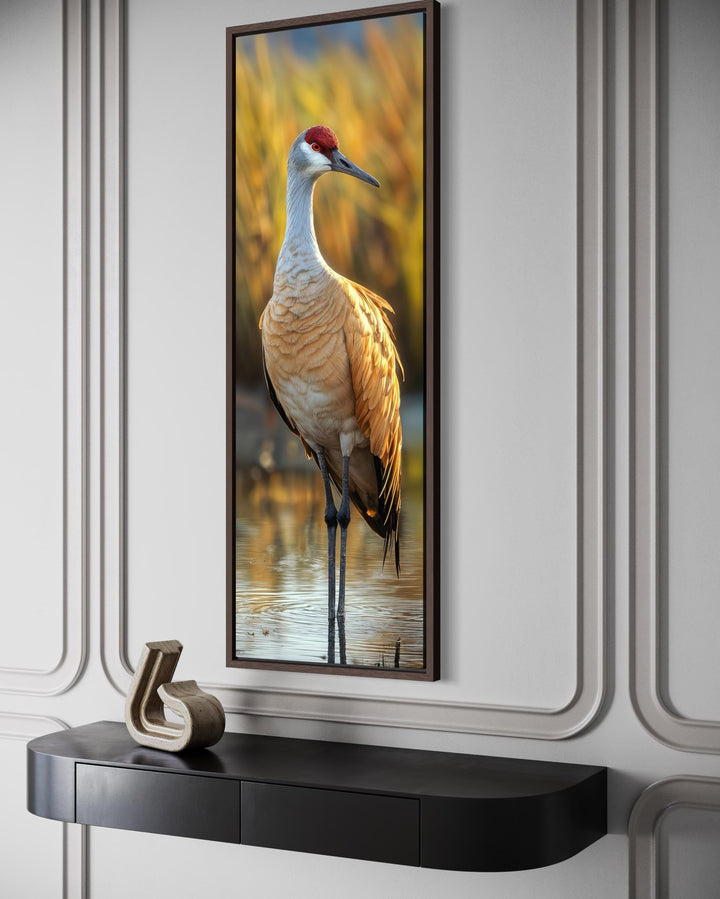 Photo Style Sandhill Crane Vertical Narrow Wall Art