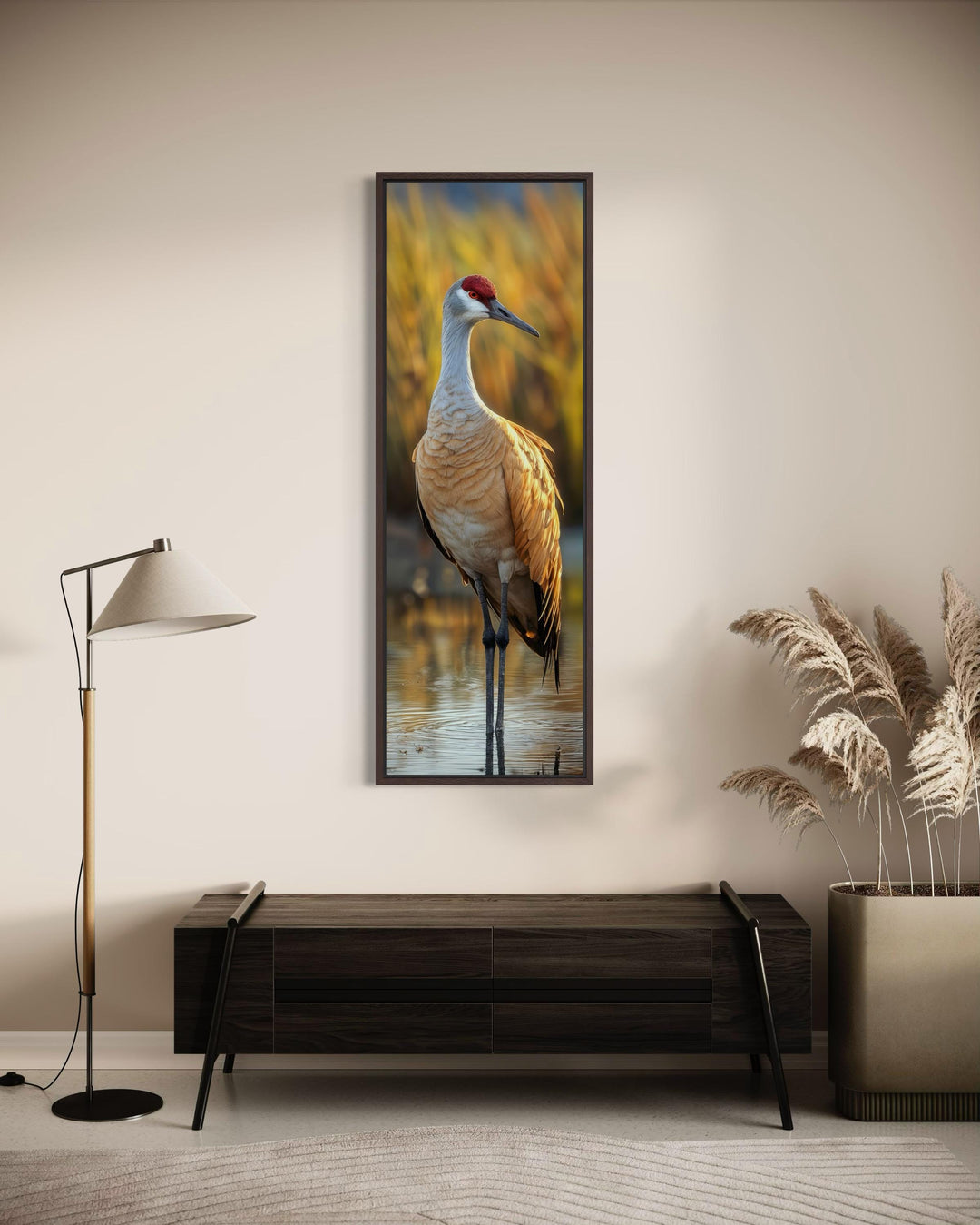 Photo Style Sandhill Crane Vertical Narrow Wall Art