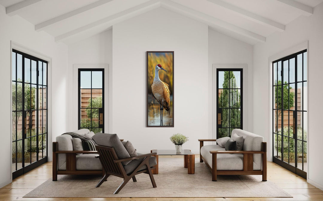 Photo Style Sandhill Crane Vertical Narrow Wall Art