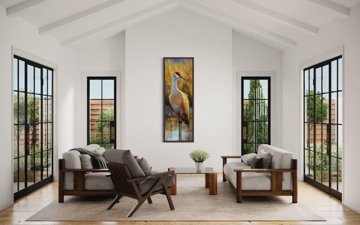 Photo Style Sandhill Crane Vertical Narrow Wall Art