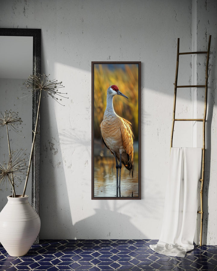 Photo Style Sandhill Crane Vertical Narrow Wall Art