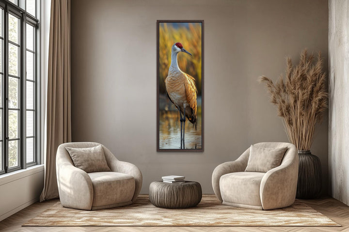 Photo Style Sandhill Crane Vertical Narrow Wall Art