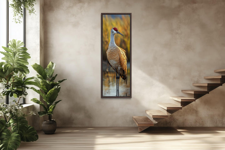 Photo Style Sandhill Crane Vertical Narrow Wall Art