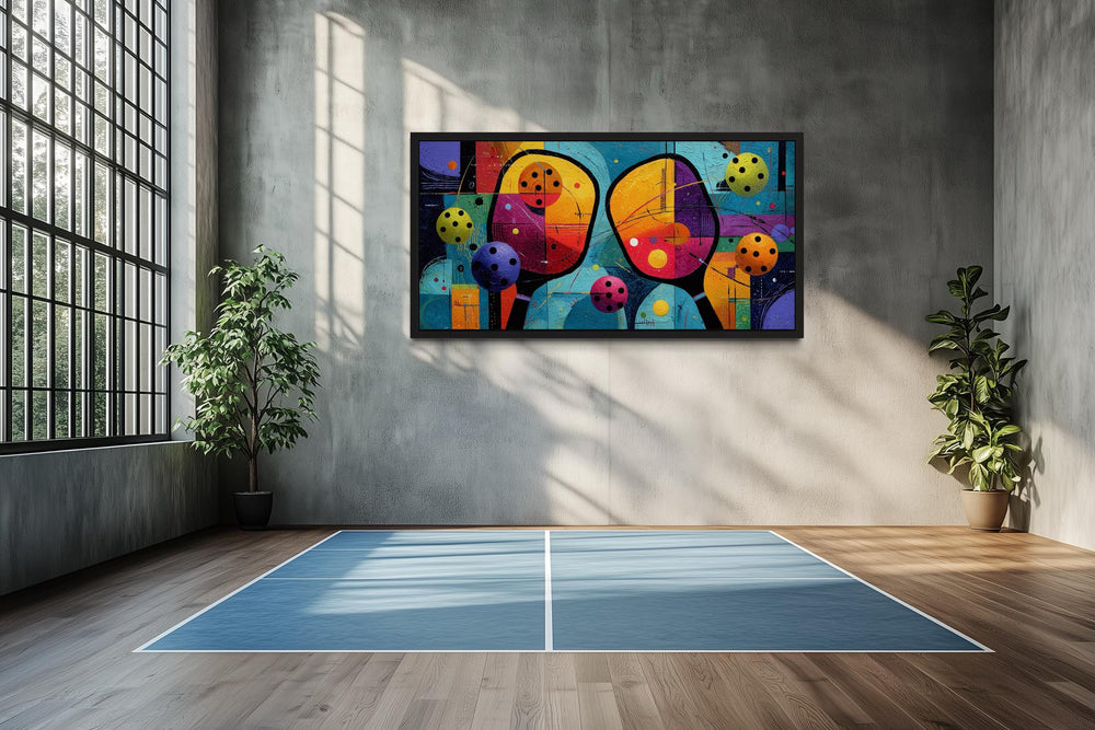Pickleball Wall Art – Vibrant Abstract Paddle Canvas Print for Game Room Decor