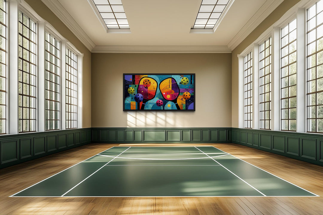 Pickleball Wall Art – Vibrant Abstract Paddle Canvas Print for Game Room Decor