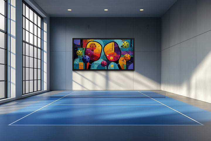 Pickleball Wall Art – Vibrant Abstract Paddle Canvas Print for Game Room Decor