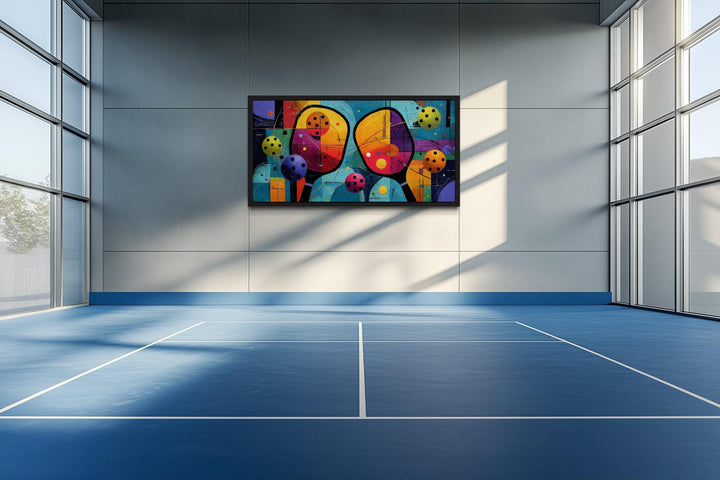 Pickleball Wall Art – Vibrant Abstract Paddle Canvas Print for Game Room Decor