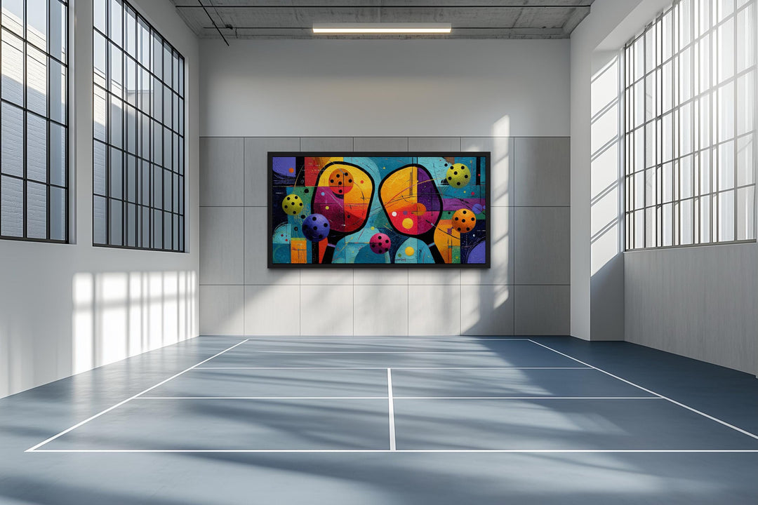Pickleball Wall Art – Vibrant Abstract Paddle Canvas Print for Game Room Decor
