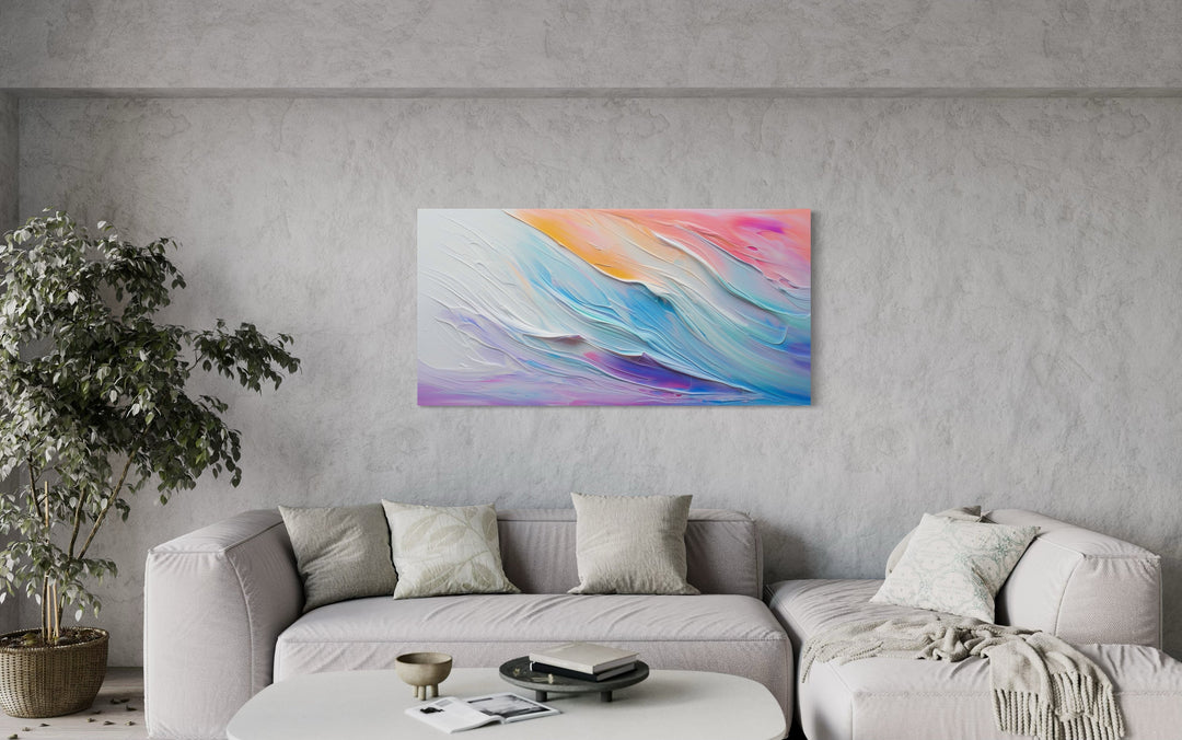 Pink Blue Purple Pastel Abstract Painting Framed Canvas Wall Art