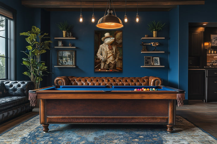 Pool Shark Gentleman Billiards Room Framed Canvas Wall Art