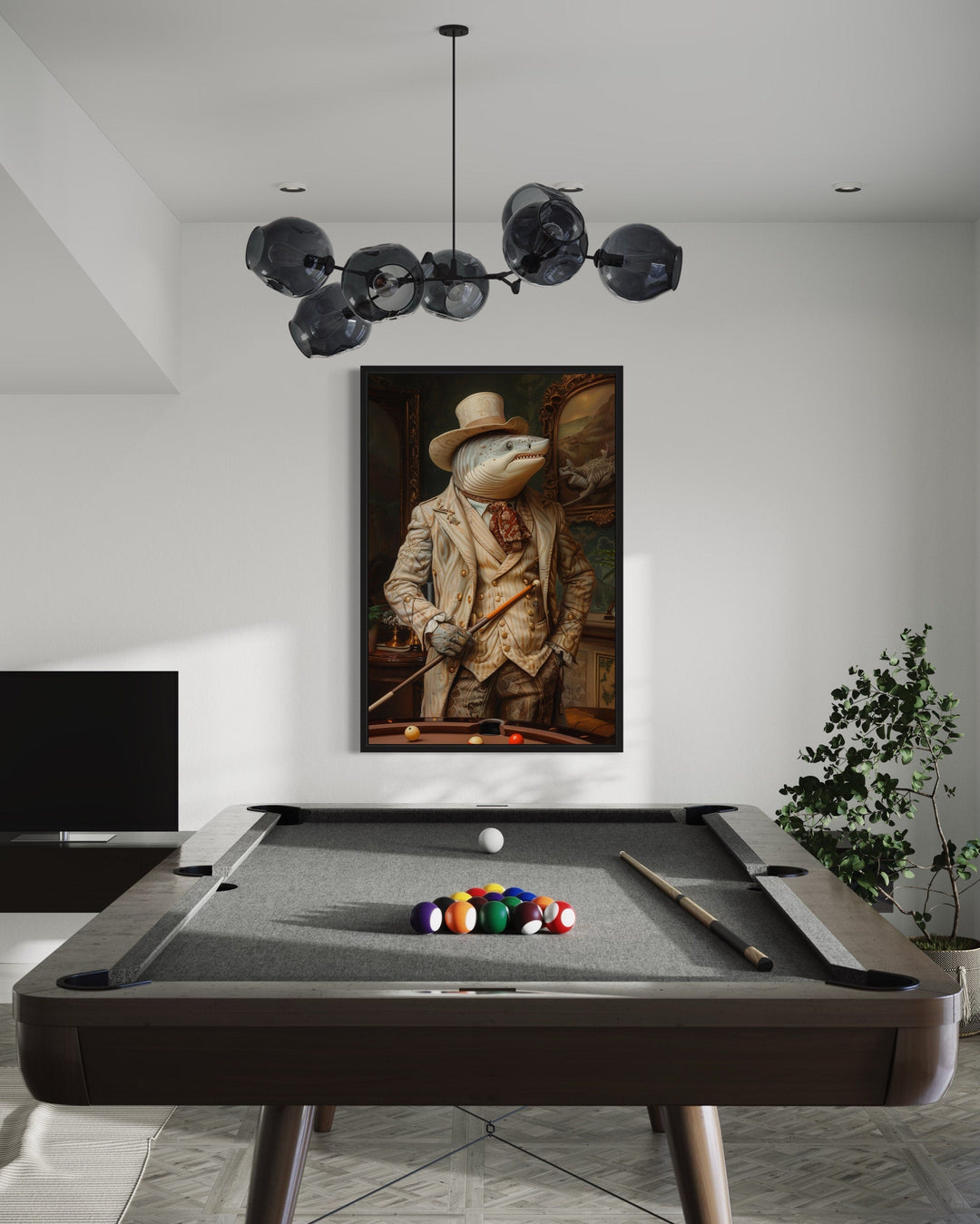 Pool Shark Gentleman Billiards Room Framed Canvas Wall Art