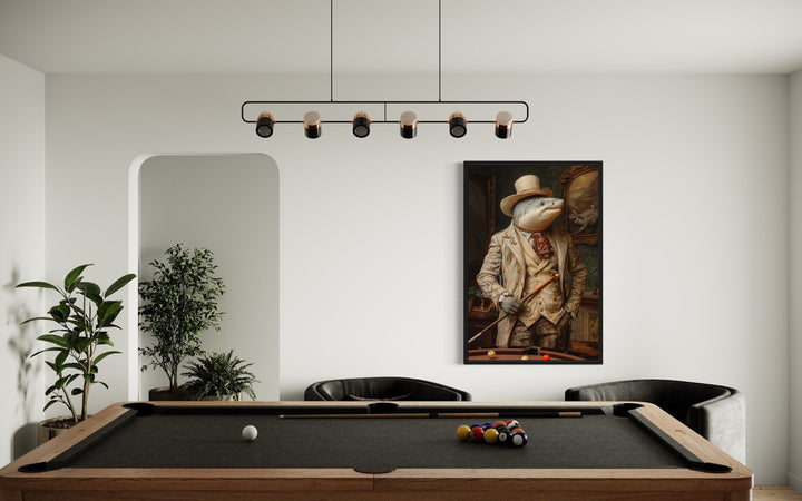 Pool Shark Gentleman Billiards Room Framed Canvas Wall Art