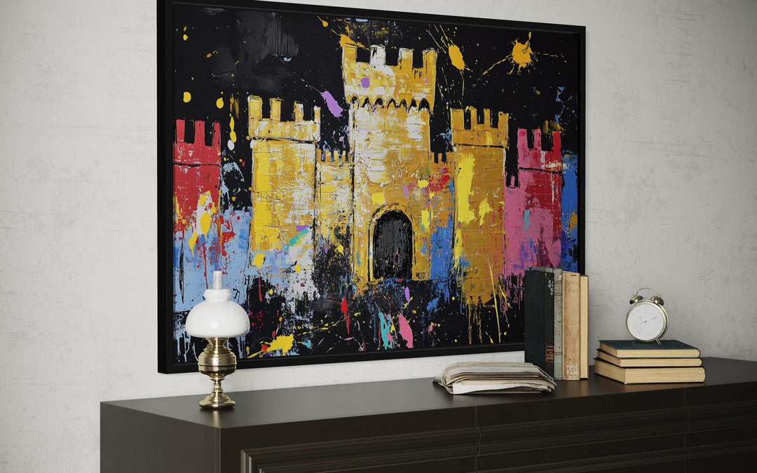 Pop Art Colorful Medieval Castle Canvas Wall Art