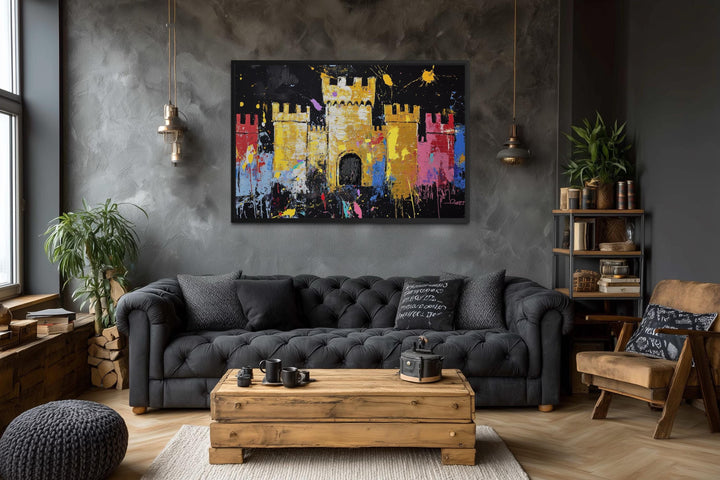 Pop Art Colorful Medieval Castle Canvas Wall Art