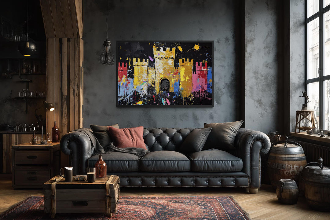 Pop Art Colorful Medieval Castle Canvas Wall Art