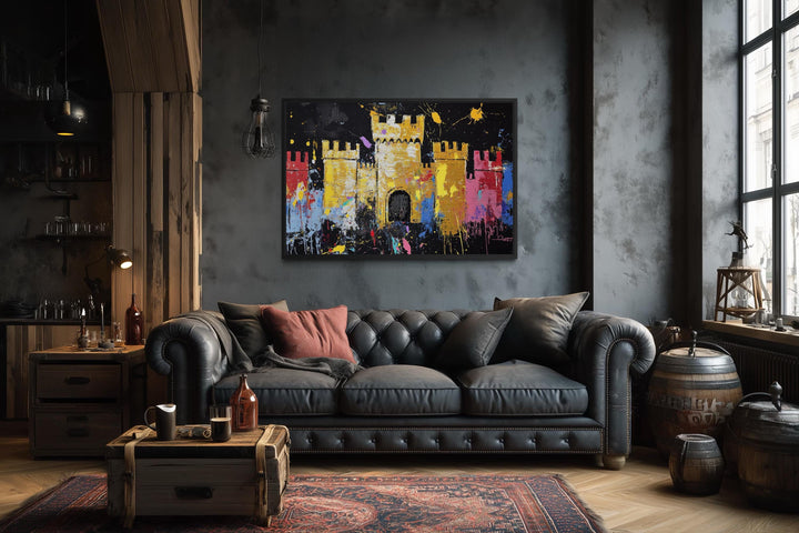 Pop Art Colorful Medieval Castle Canvas Wall Art