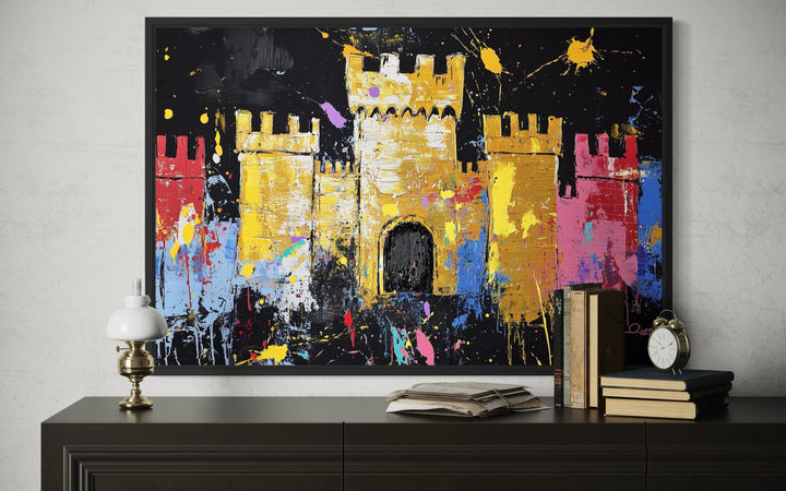 Pop Art Colorful Medieval Castle Canvas Wall Art