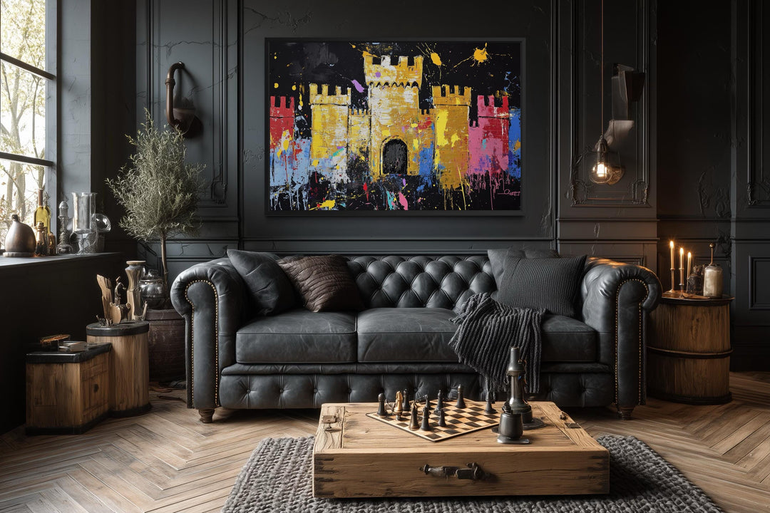 Pop Art Colorful Medieval Castle Canvas Wall Art