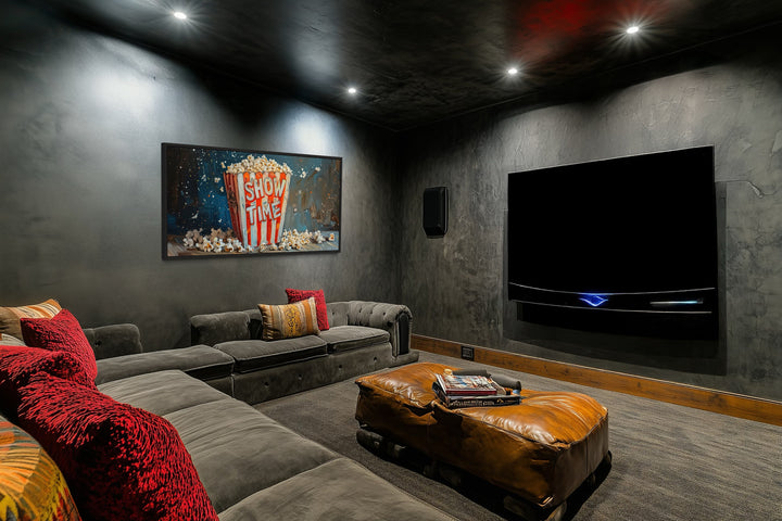 Popcorn Wall Art – Framed Canvas Print | Nostalgic Movie Room Decor