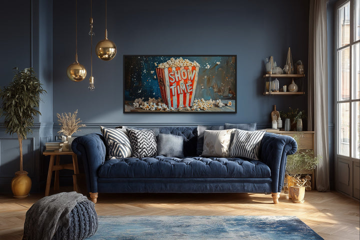Popcorn Wall Art – Framed Canvas Print | Nostalgic Movie Room Decor