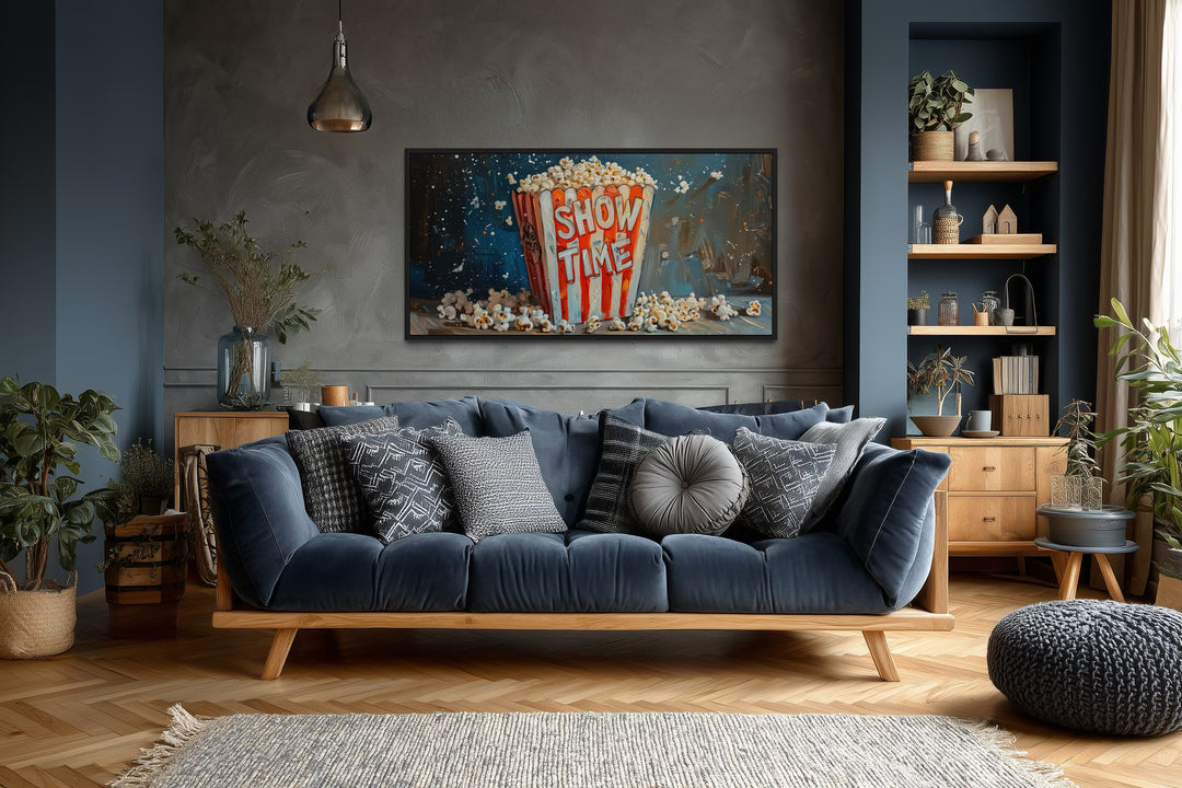 Popcorn Wall Art – Framed Canvas Print | Nostalgic Movie Room Decor