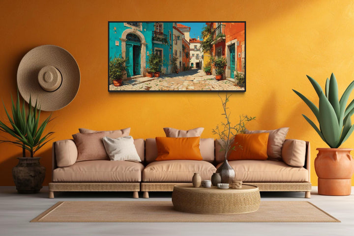 Portugal Street Scene Framed Canvas Wall Art