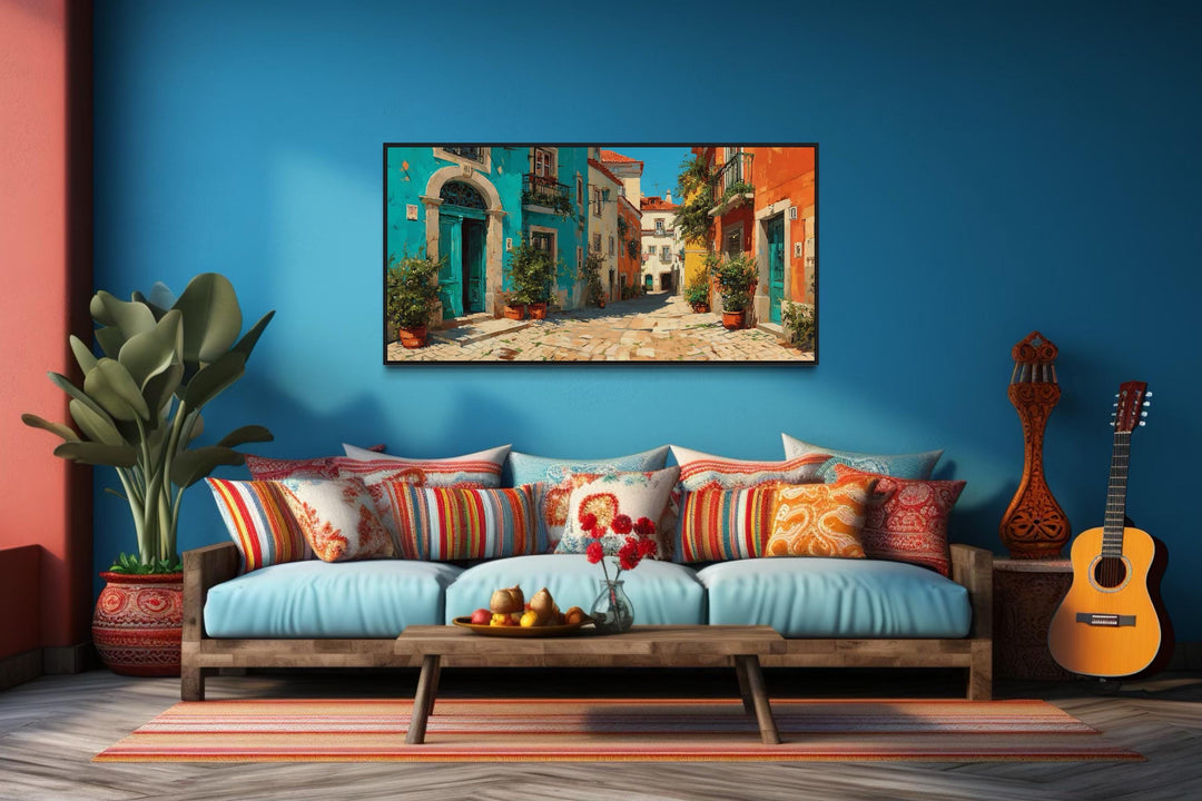 Portugal Street Scene Framed Canvas Wall Art