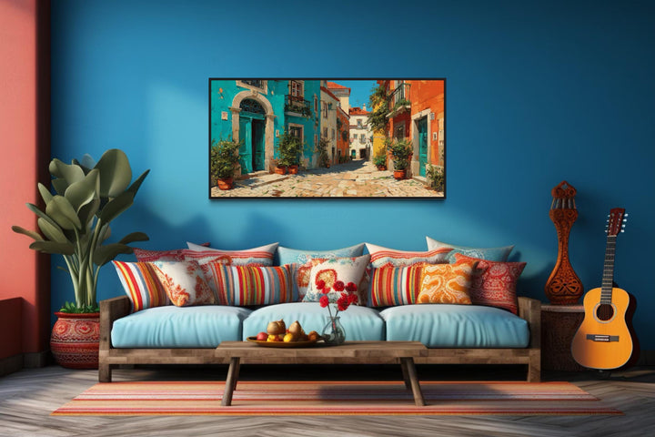 Portugal Street Scene Framed Canvas Wall Art