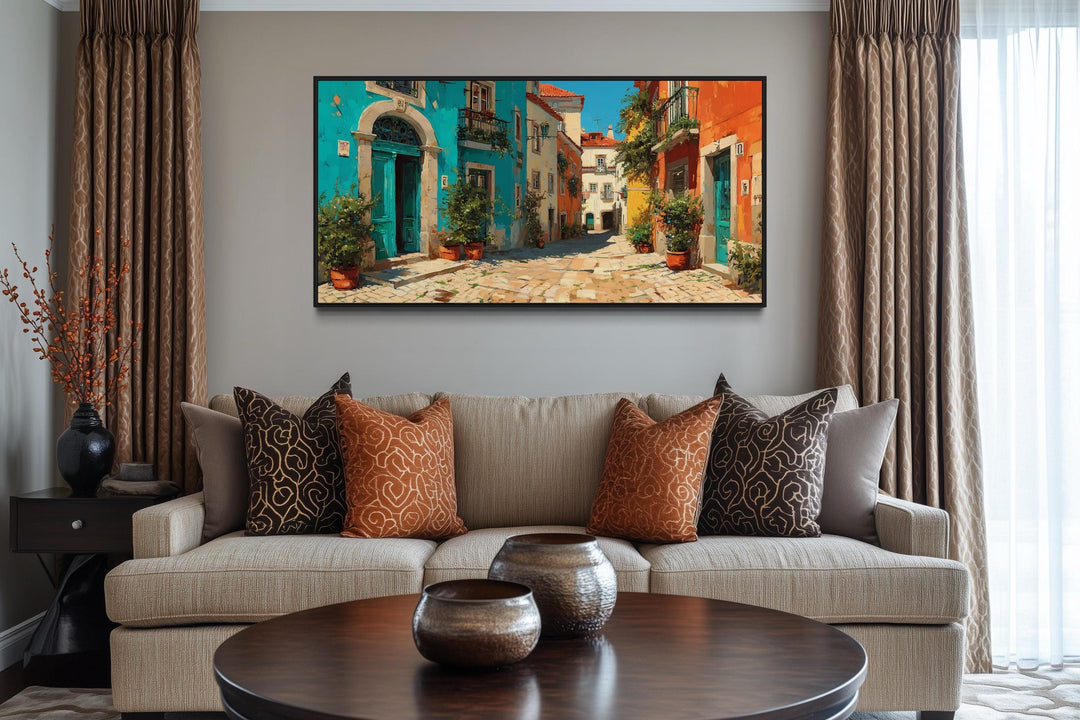 Portugal Street Scene Framed Canvas Wall Art