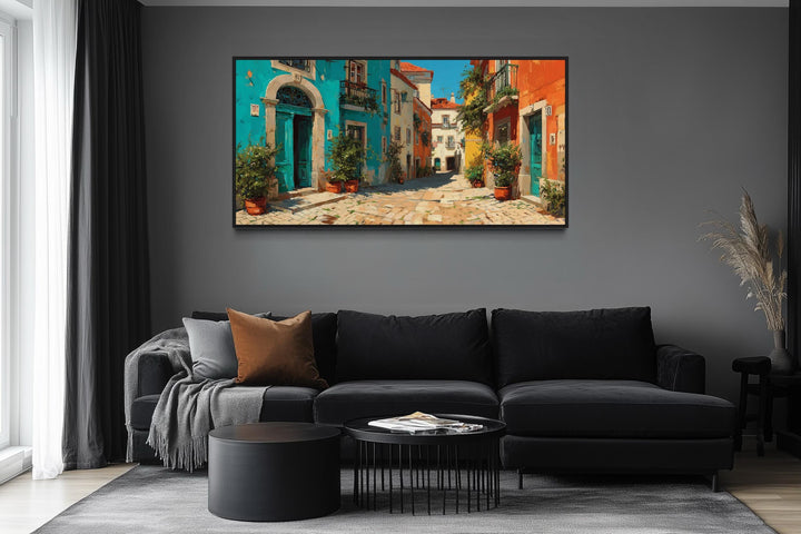 Portugal Street Scene Framed Canvas Wall Art