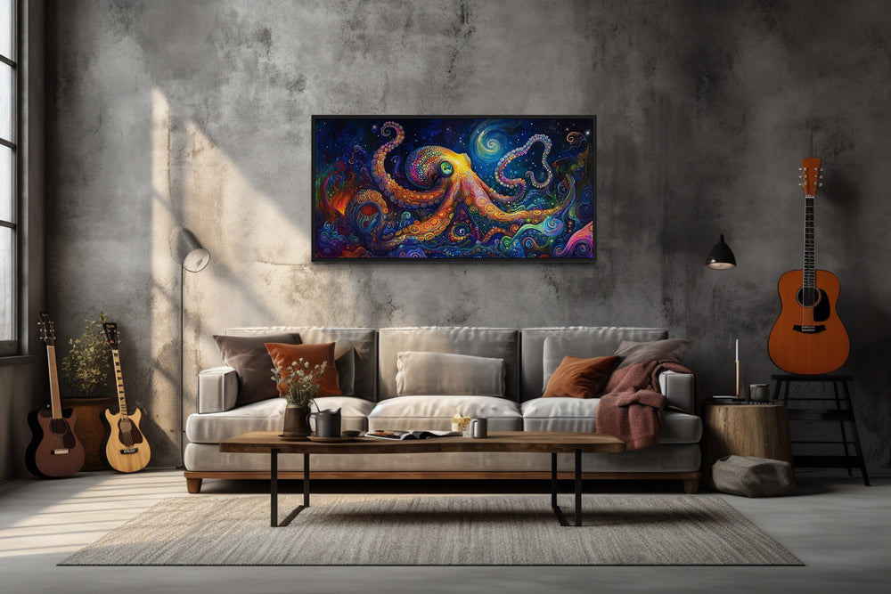 Psychedelic Octopus Framed Canvas Wall Art