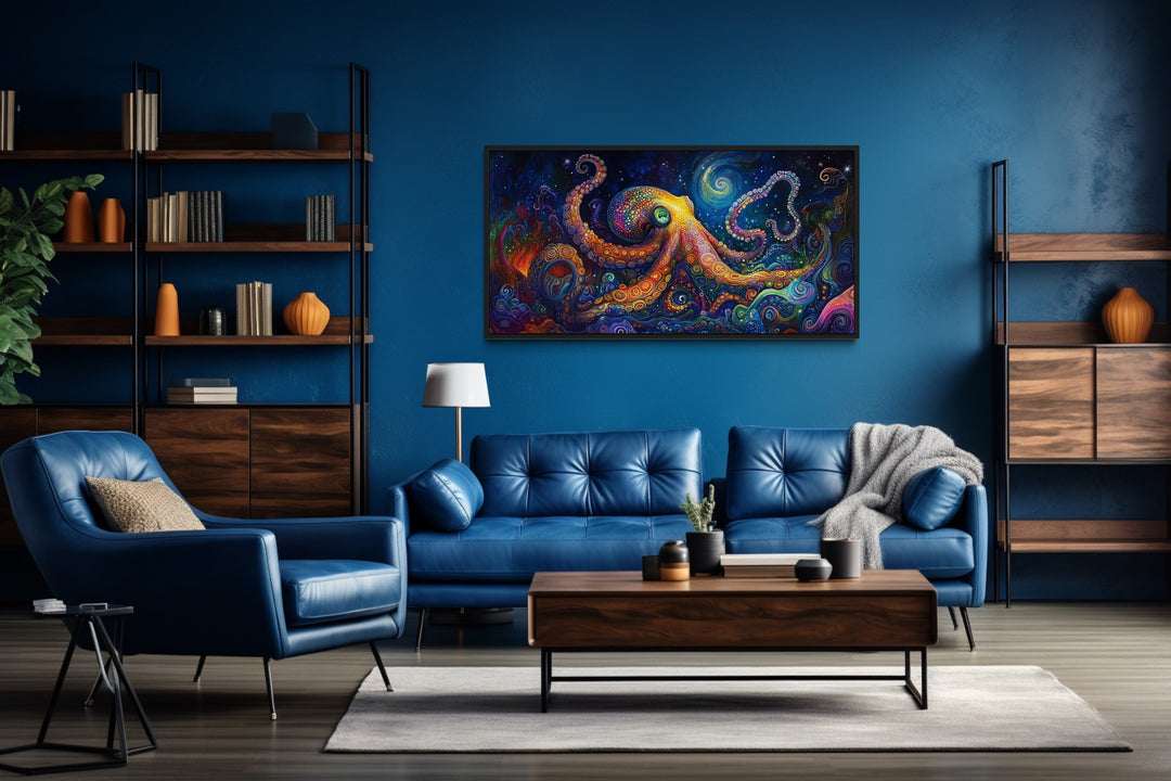 Psychedelic Octopus Framed Canvas Wall Art