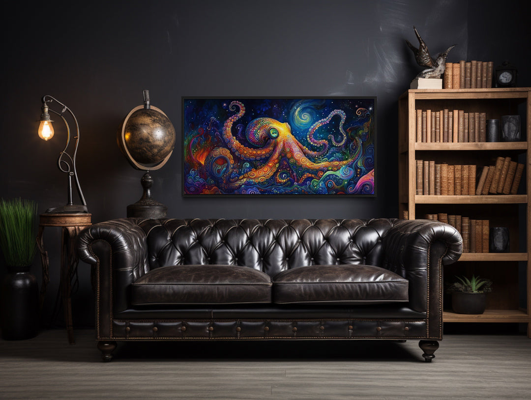 Psychedelic Octopus Framed Canvas Wall Art