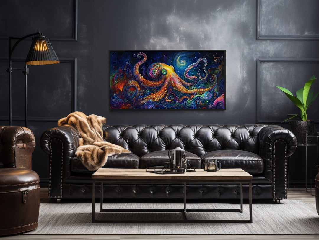 Psychedelic Octopus Framed Canvas Wall Art