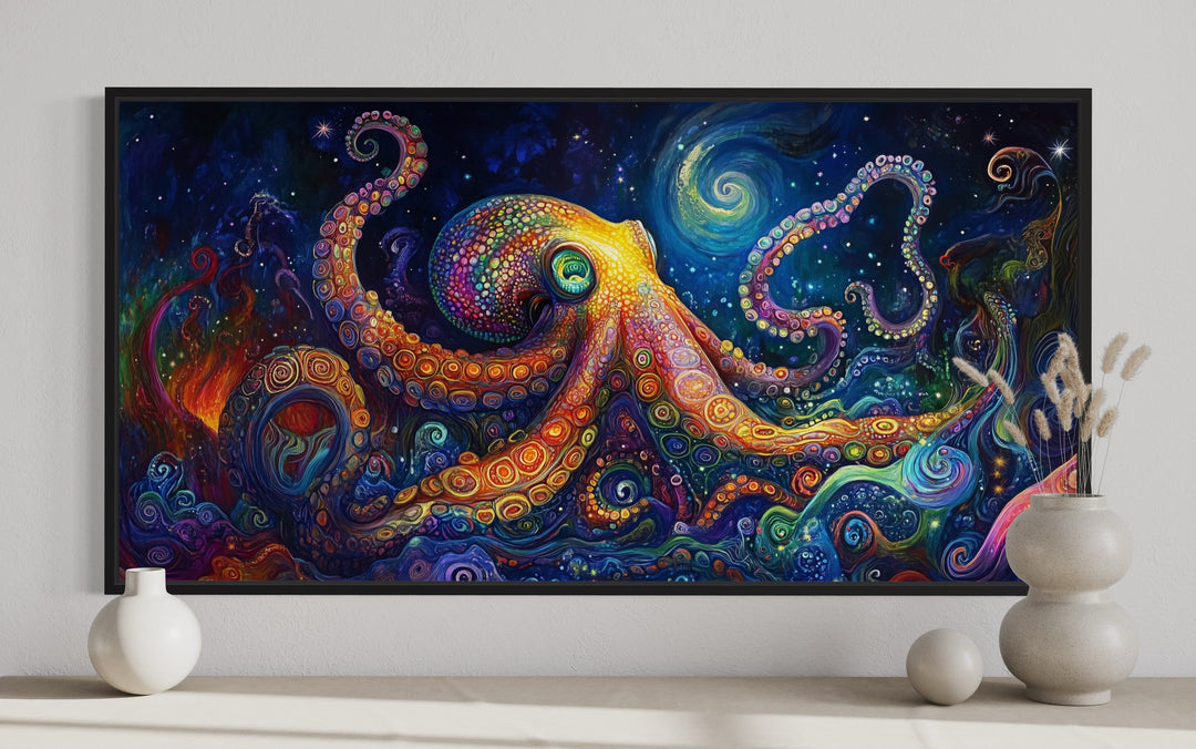 Psychedelic Octopus Framed Canvas Wall Art