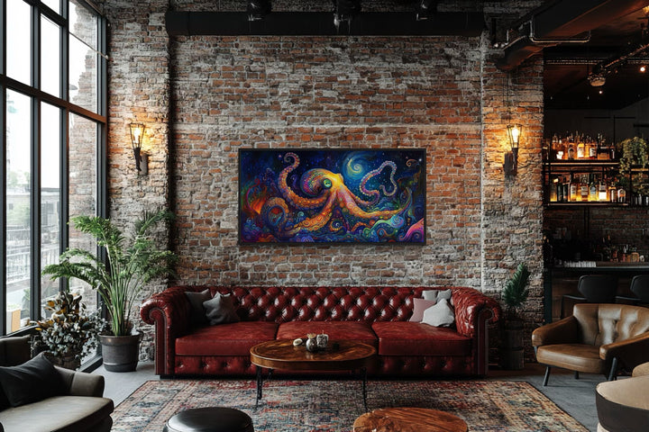 Psychedelic Octopus Framed Canvas Wall Art