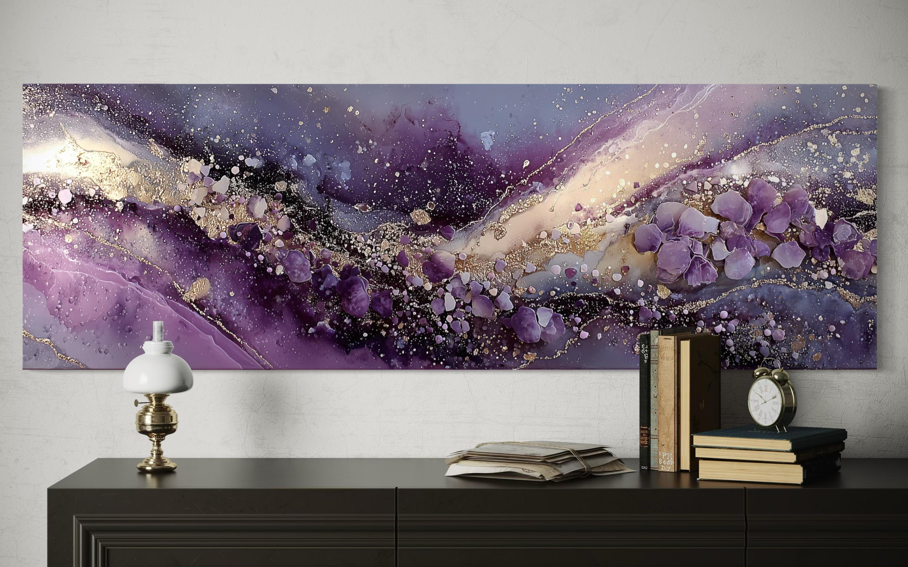 Purple Abstract Wall Art | Amethyst Fluid Landscape Canvas Print